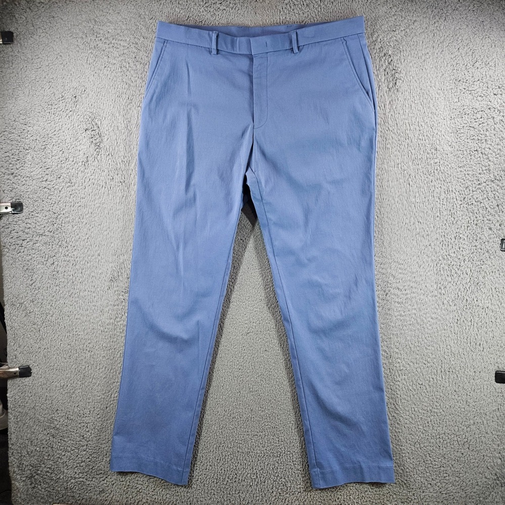 Ralph Ralph Lauren Mens Blue Stretch Dress Pants Flat Front 36 x 32